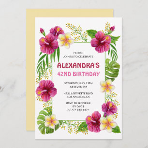 Invitations de 42e anniversaire Tropical Floral Pi