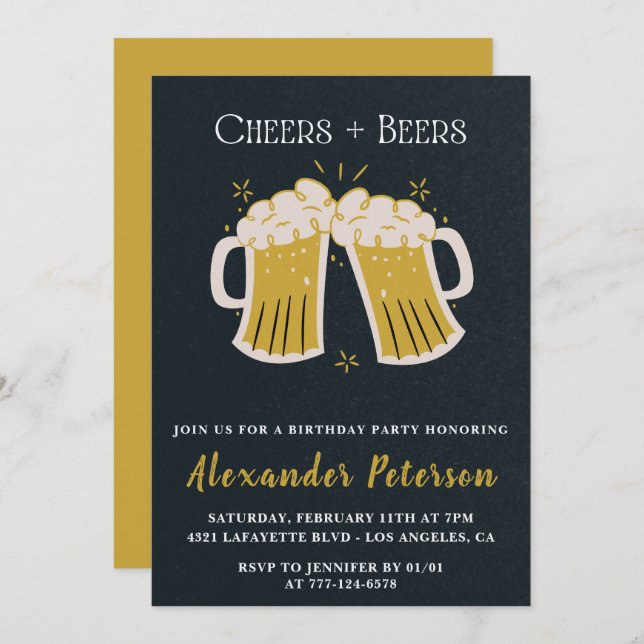 Invitations de 43e anniversaire Cheers Beers Rusti (Devant / Derrière)