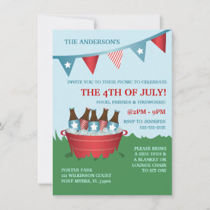 Invitations de 4 juillet de pique-nique