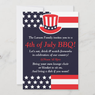 Invitations de 4 juillet Red, White & Blue Party