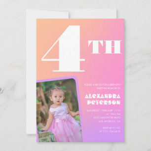 Invitations de 4e anniversaire Pink Orange Girl Ph