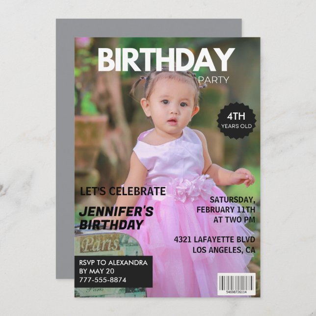Invitations de 4e anniversaire pour sa couverture  (Devant / Derrière)