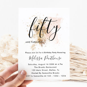 Invitations de 50e anniversaire rose et or