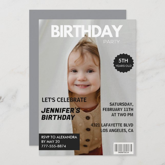 Invitations de 5e anniversaire pour sa couverture  (Devant / Derrière)