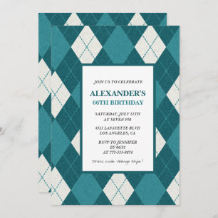 Invitations de 66e anniversaire Hommes Vintage Ble