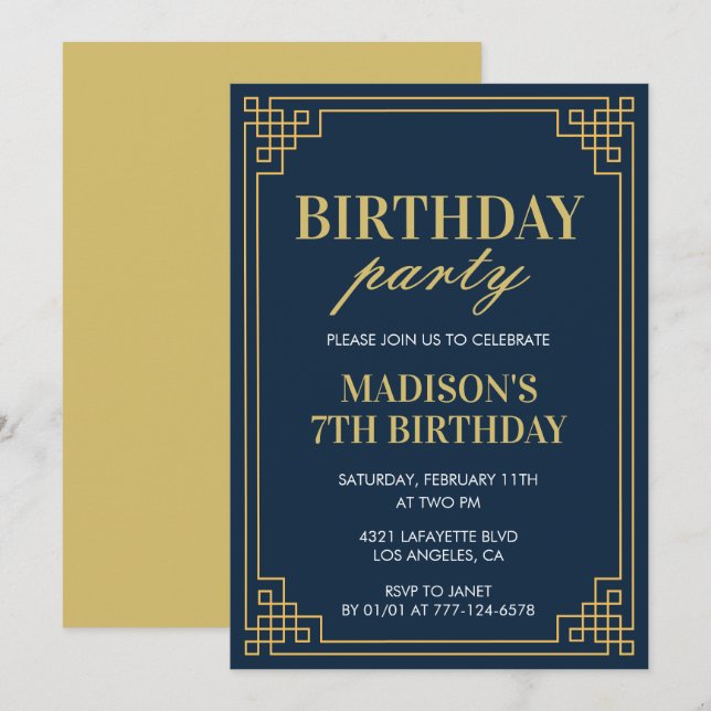 Invitations de 7e anniversaire Anniversaire fête f (Devant / Derrière)