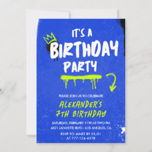 Invitations de 7e anniversaire Boy Graffiti Spray 