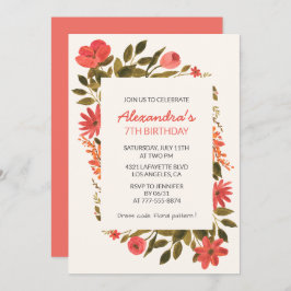 Invitations de 7e anniversaire Floral Boho Elegant