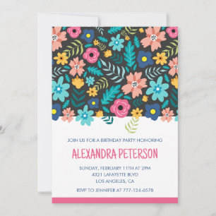 Invitations de 8e anniversaire moderne Motif flora