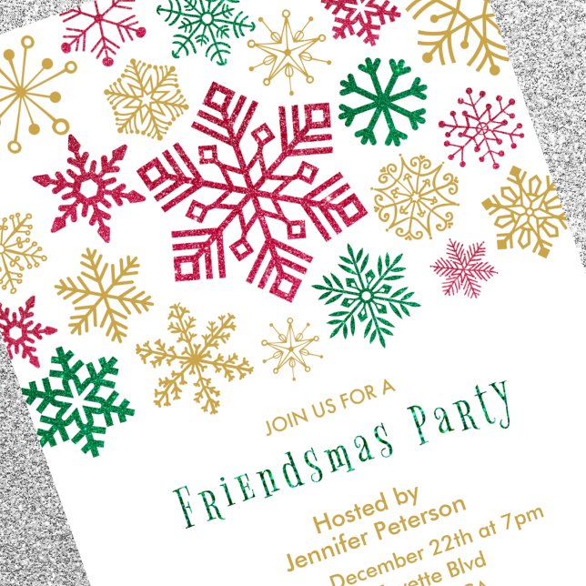 Invitations de amis Party Chic Snowflakes (Créateur téléchargé)