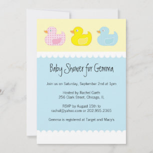 Invitations de baby shower avec des canards