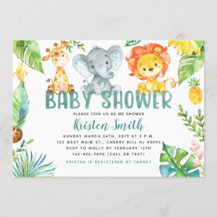 Invitations de baby shower d'animaux de safari