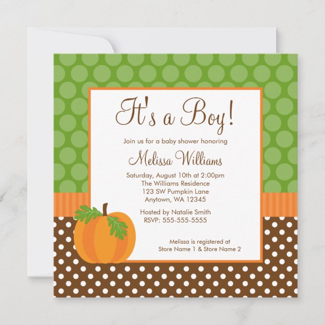 Invitations de baby shower d'automne de point de (Devant)