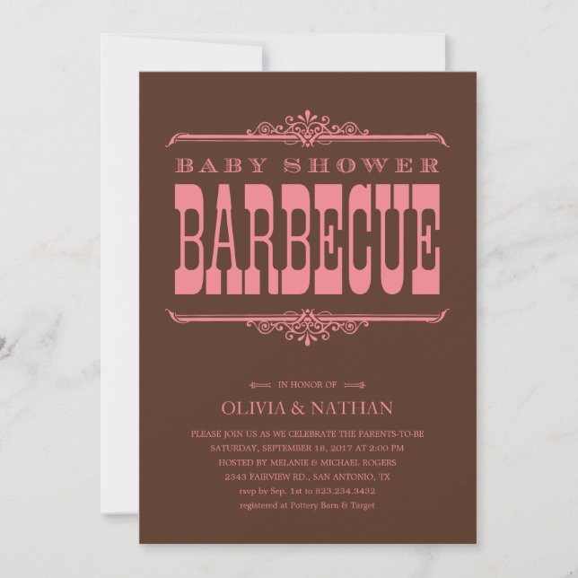 Invitations de baby shower de BBQ (Devant)