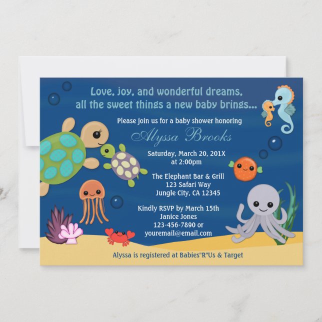 Invitations de baby shower de bulles d'animaux (Devant)