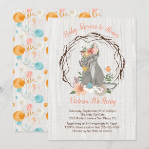 Invitations de baby shower de chaton et de mamans