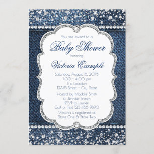 Invitations de baby shower de diamant de denim