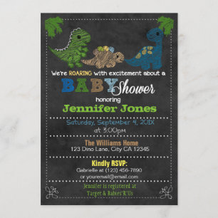 Invitations de baby shower de dinosaure de tableau