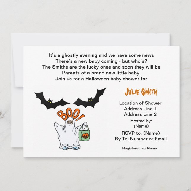 Invitations de baby shower de Halloween (Devant)