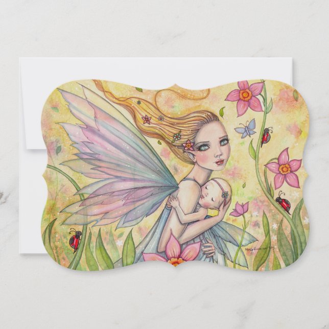 Invitations de Baby shower de la fée de la mère et (Devant)