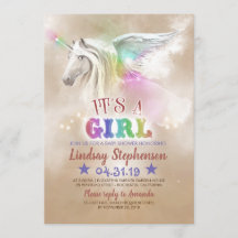 Invitations de baby shower de licorne