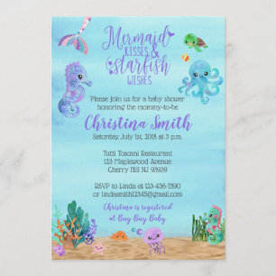 Invitations de baby shower de mer pour une sirène