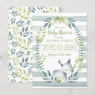 Invitations de baby shower de rhinocéros