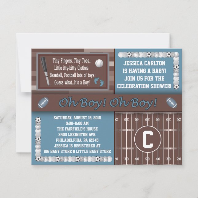 Invitations de baby shower de sports (Devant)
