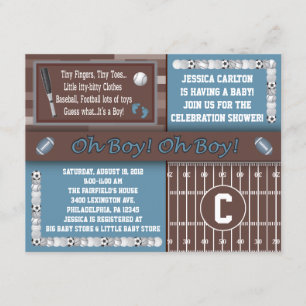 Invitations de baby shower de sports