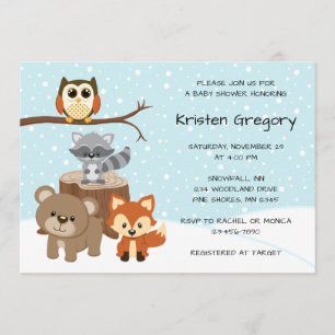 Invitations de baby shower d'hiver de forêt de