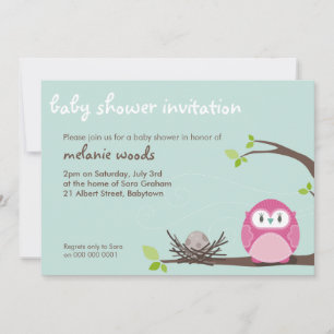 INVITATIONS DE BABY SHOWER : : hibou + nid 2L