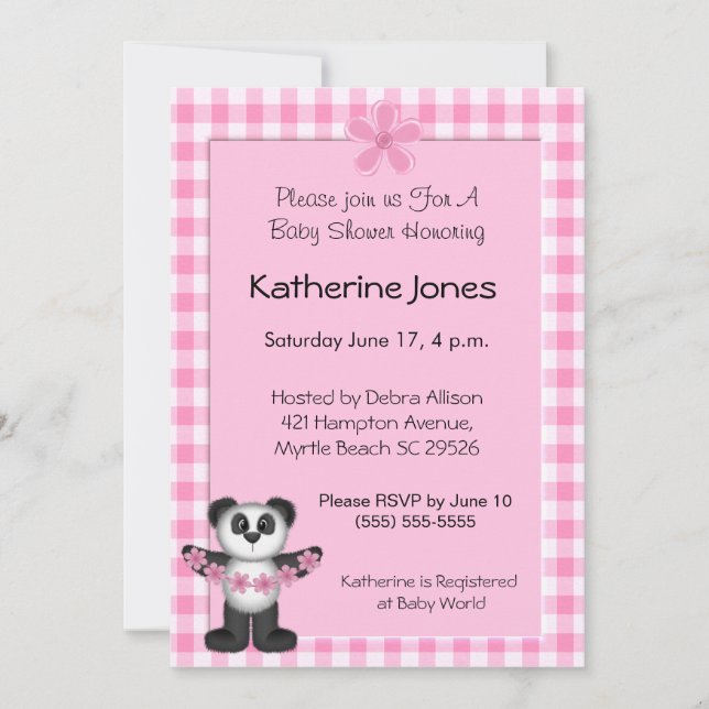 Invitations de Baby shower Panda Bear (Devant)