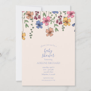Invitations de Baby showers fleurs sauvages