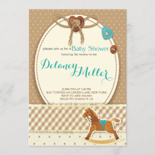 Invitations de Baby showers Russe Cowboy Horsey