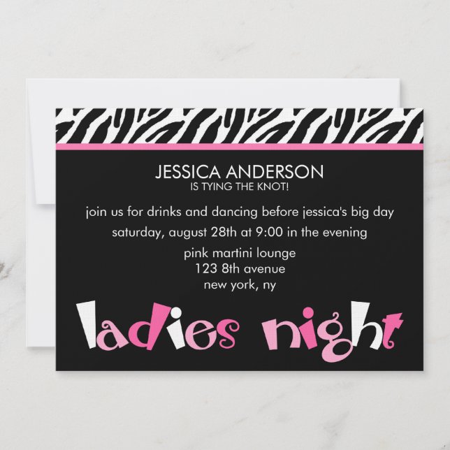 Invitations de bachelorette de nuit pour dames (Devant)