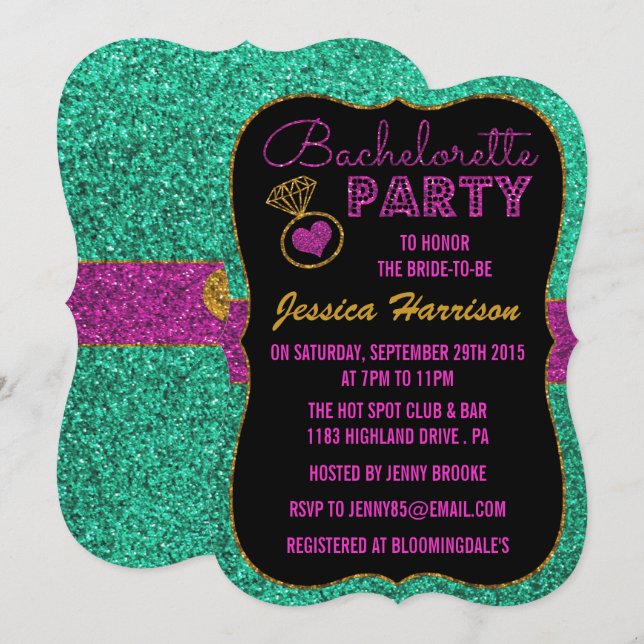 Invitations de Bachelorette Party - Effet Parties  (Devant / Derrière)