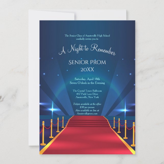 Invitations de bal d'étudiants de tapis rouge (Devant)