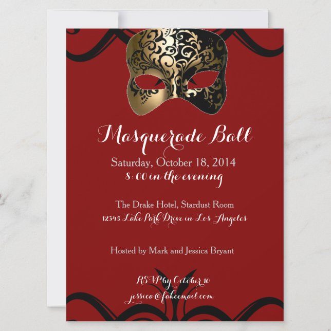 Invitations de balles masquerade (Devant)