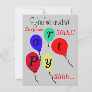 Invitations de ballons surprises 50e anniversaire