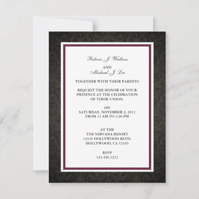 Invitations de bande de mariage élégantes (Dos)