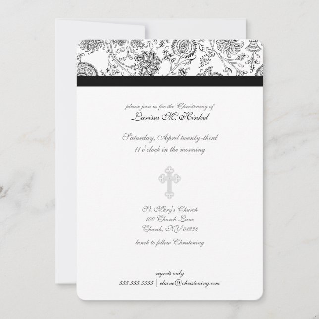 Invitations de baptême croisée élégantes (Devant)