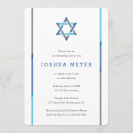 Invitations de bar moderne Mitzvah | Bleu + Turquo