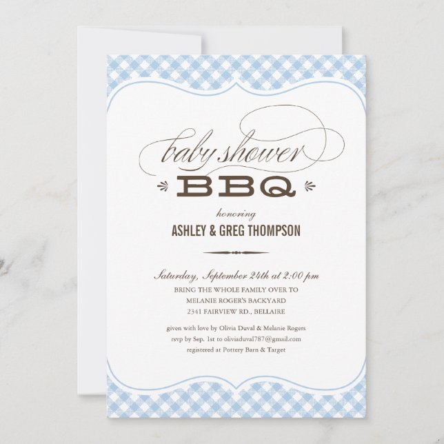 Invitations de barbecue Baby shower - Toile de tab (Devant)
