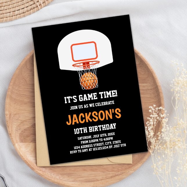 Invitations de basket-ball noir (Black Basketball Invitations)