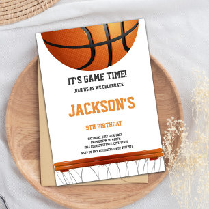 Invitations de basketball blanc orange