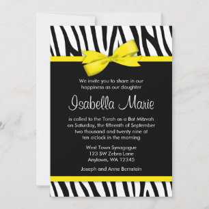 Invitations de Bat mitzvah de Bow imprimé Jaune Ze