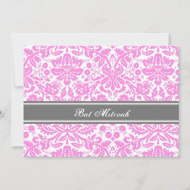 Invitations de Bat mitzvah de Damas gris rose (Devant)
