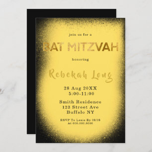 Invitations de Bat mitzvah de fumée noire et jaune