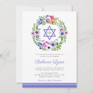 Invitations de Bat mitzvah du jardin de germes flo
