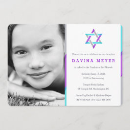 Invitations de Bat mitzvah photo | Violet + Turquo